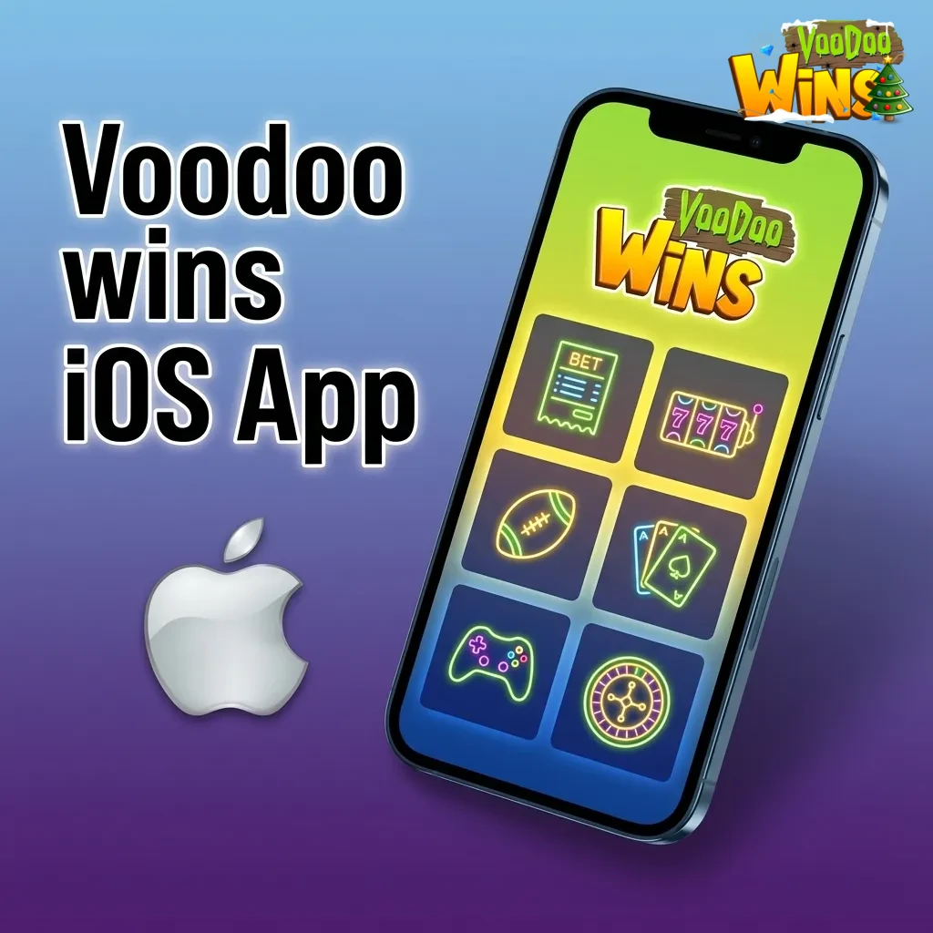 Voodoo Wins iOS app on iPhone and iPad; free; mirrors site; betting, streams, slots, live casino; iOS 12+, 150 MB.