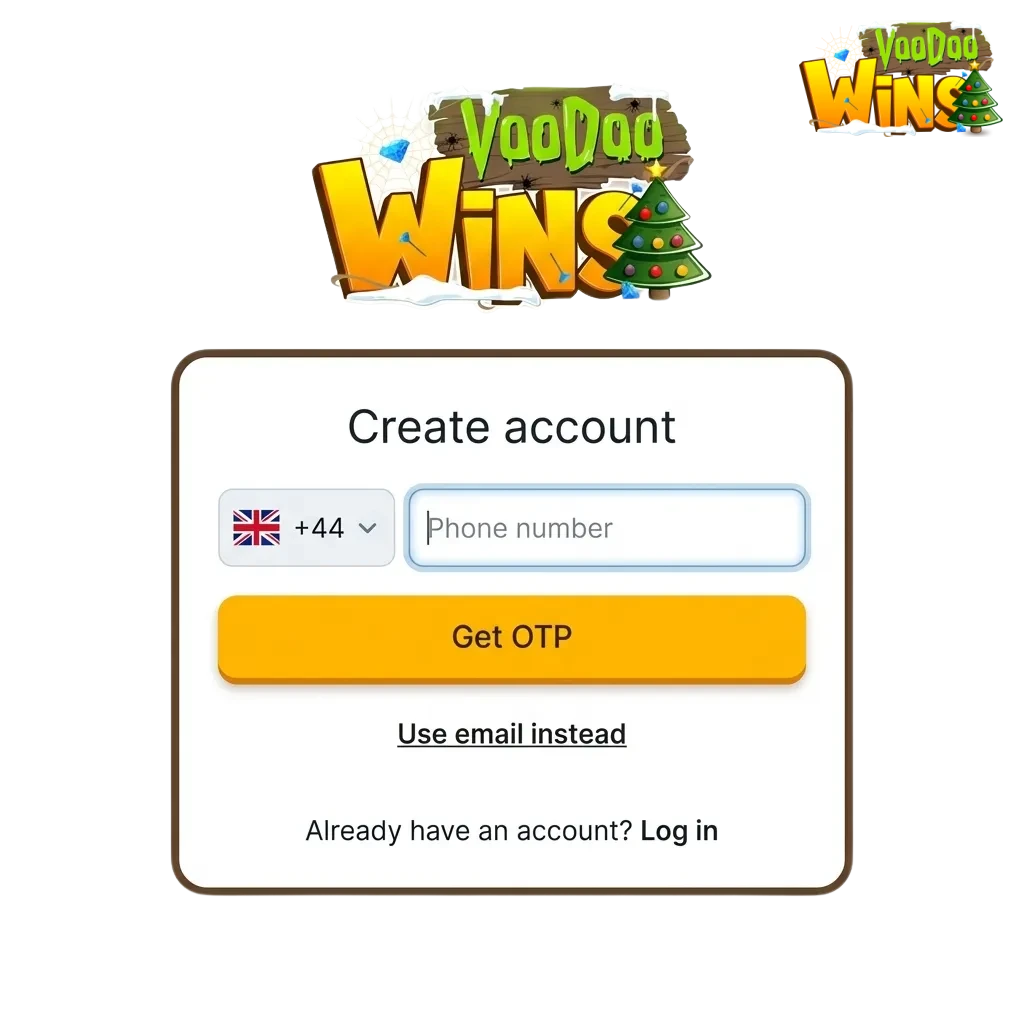 Voodoo Wins UK registration/login/verification flow, site and app, 24/7 help, bonus: 100% €30, 125% €50, 150% €100.