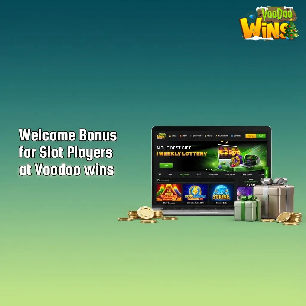Voodoo Wins welcome bonus banner with 100%, 125%, 150% slot deposit offers plus reloads, cashback, and loyalty rewards.